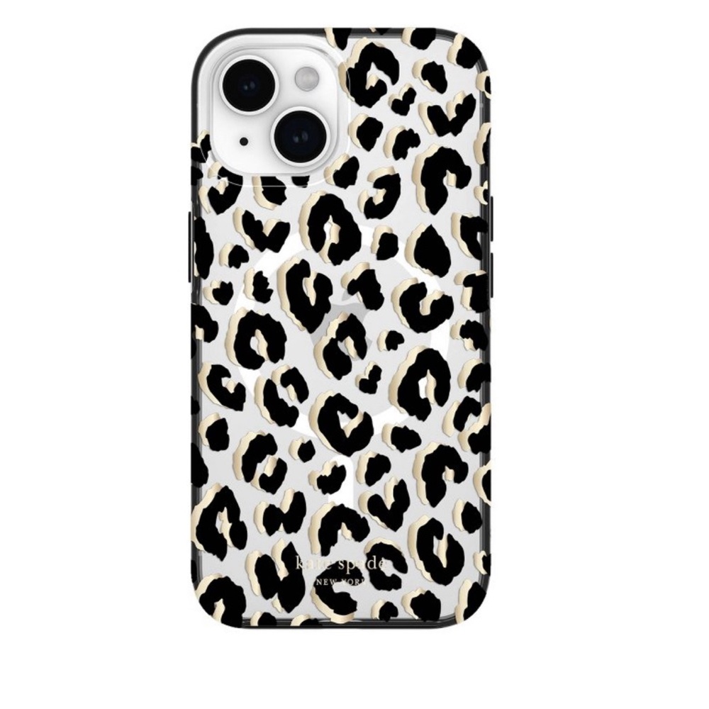 kate spade Protective Hardshell Case for iPhone 13/14/15- City Leopard Black